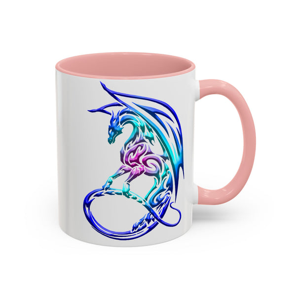 Dragon Accent Coffee Mug - Sapphire / Purple / Fuchsia  &  Aqua Ombre - 11oz