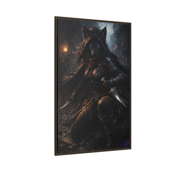 Shadow Wolf Assasin - Framed Canvas  Fantasy Wall Art