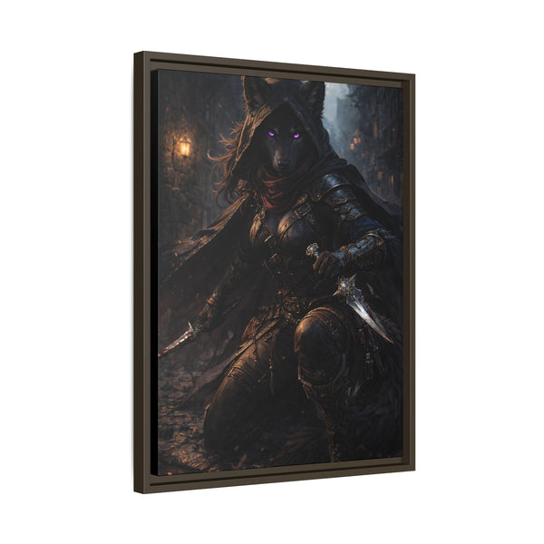 Shadow Wolf Assasin - Framed Canvas  Fantasy Wall Art