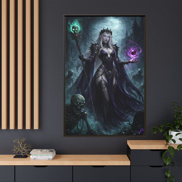 Necromancer Sorceress - Framed Canvas  Fantasy Wall Art