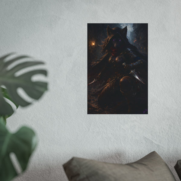 Shadow Wolf Assasin - Fantasy Art Poster