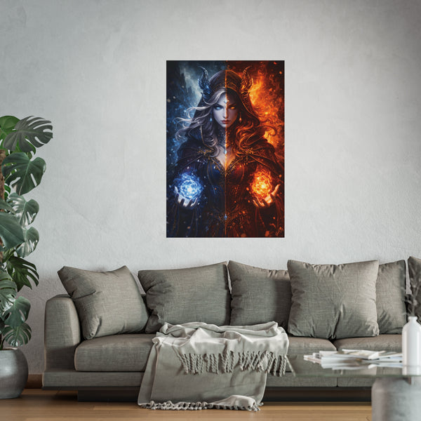 Fire & Ice Changeling Sorceress - Fantasy Art Poster
