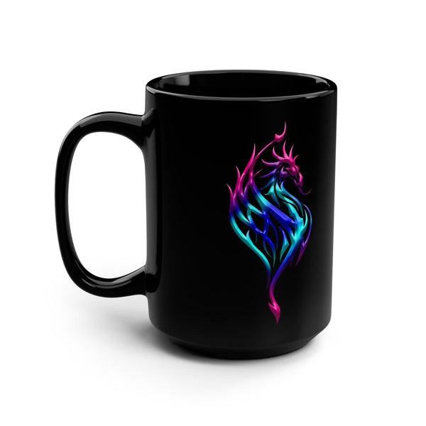 Celtic Neon Phoenix - Purple / Aqua / Pink / Purple Ombre Dragon - 15oz Black Mug