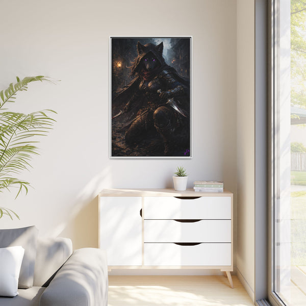 Shadow Wolf Assasin - Framed Canvas  Fantasy Wall Art