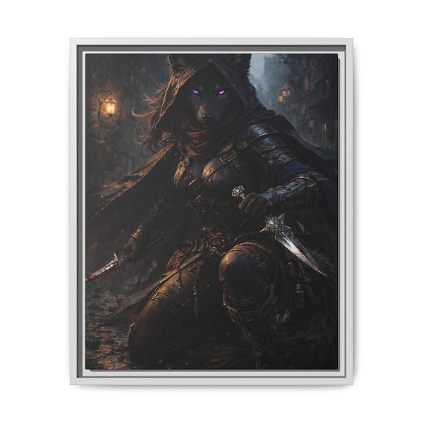 Shadow Wolf Assasin - Framed Canvas  Fantasy Wall Art