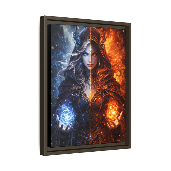 Fire & Ice Changeling Sorceress - Framed Canvas  Fantasy Wall Art