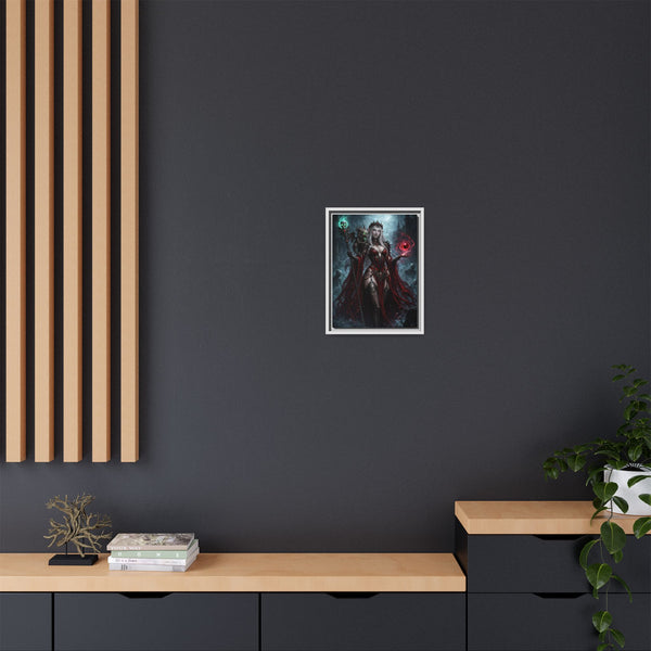Necromancer in Red with Hatchling Undead Dragon - Framed Canvas  Fantasy Wall Art