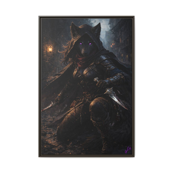 Shadow Wolf Assasin - Framed Canvas  Fantasy Wall Art
