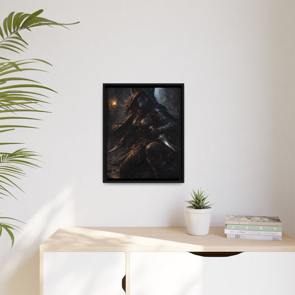 Shadow Wolf Assasin - Framed Canvas  Fantasy Wall Art