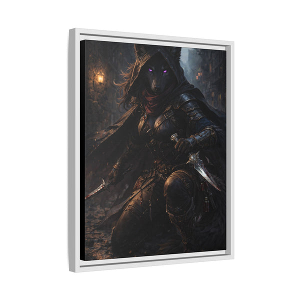 Shadow Wolf Assasin - Framed Canvas  Fantasy Wall Art