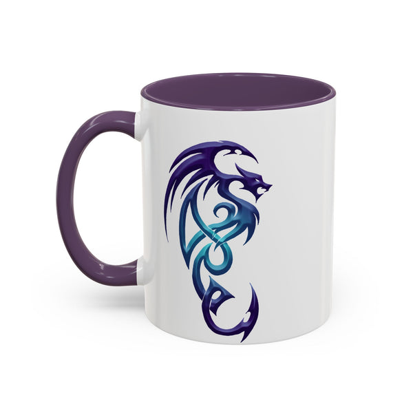 Dragon Accent Coffee Mug - Purple  &  Aqua - 11oz Mug