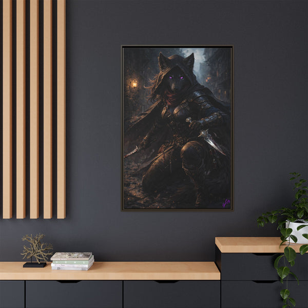 Shadow Wolf Assasin - Framed Canvas  Fantasy Wall Art