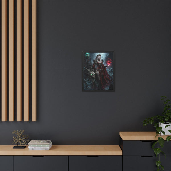 Necromancer in Red with Young Undead Dragon - Framed Canvas  Fantasy Wall Art