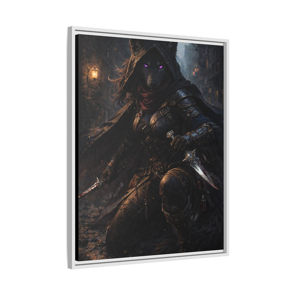 Shadow Wolf Assasin - Framed Canvas  Fantasy Wall Art