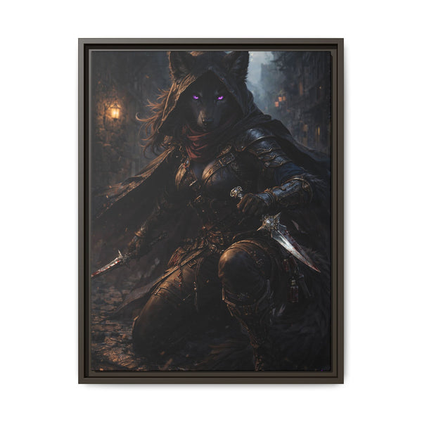 Shadow Wolf Assasin - Framed Canvas  Fantasy Wall Art