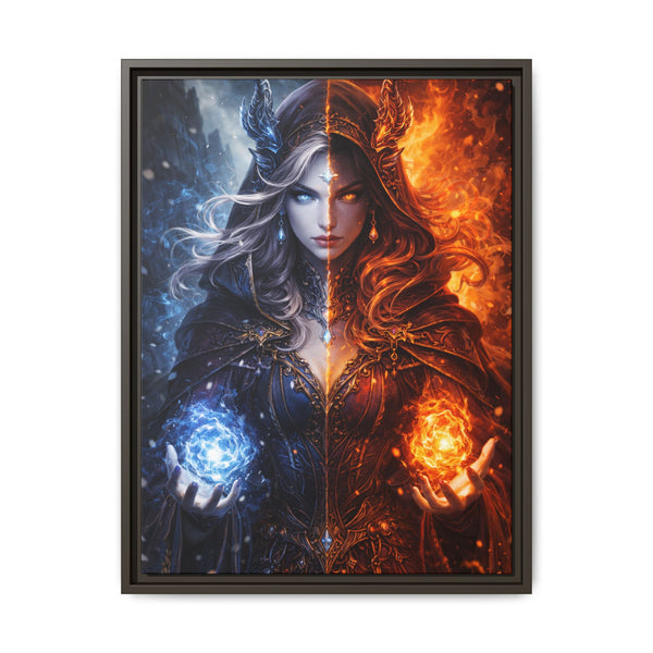 Fire & Ice Changeling Sorceress - Framed Canvas  Fantasy Wall Art