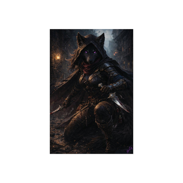 Shadow Wolf Assasin - Fantasy Art Poster