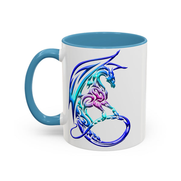 Dragon Accent Coffee Mug - Sapphire / Purple / Fuchsia  &  Aqua Ombre - 11oz