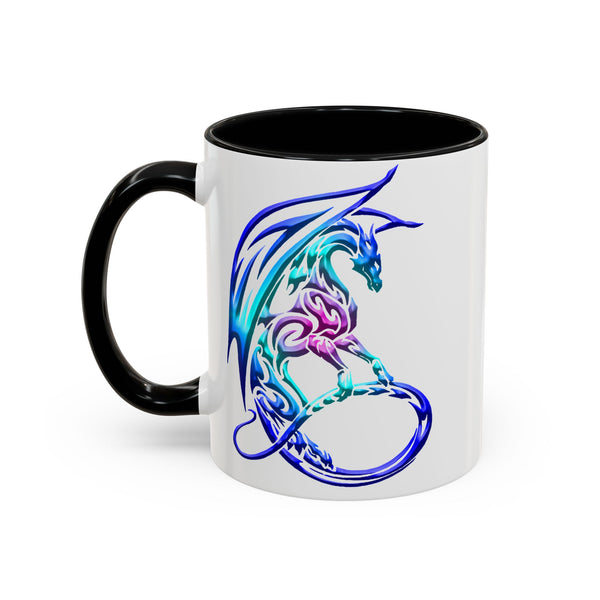 Dragon Accent Coffee Mug - Sapphire / Purple / Fuchsia  &  Aqua Ombre - 11oz