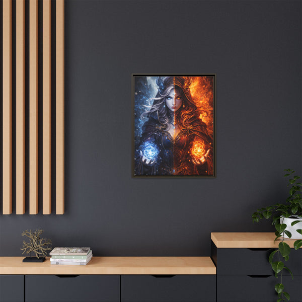 Fire & Ice Changeling Sorceress - Framed Canvas  Fantasy Wall Art