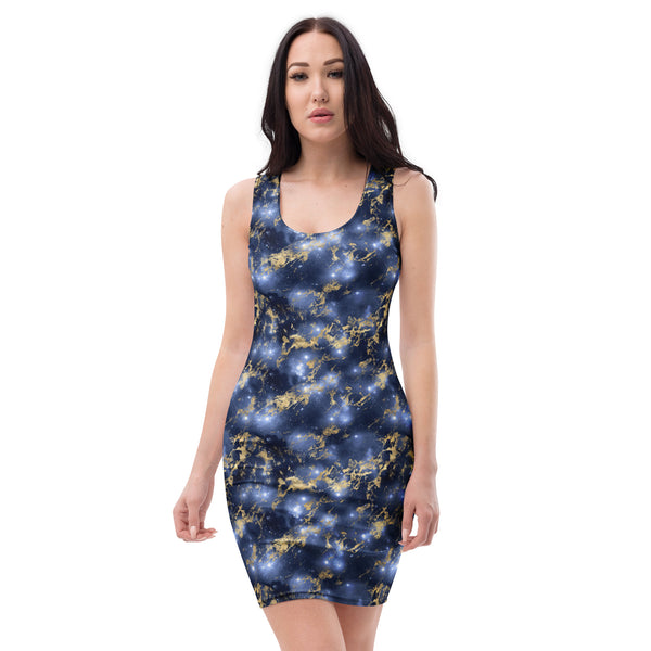 Bodycon Sport Dress - Galaxy Marble - Blue