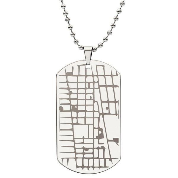 Custom Engraved Map Dog Tag Necklace