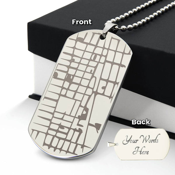Custom Engraved Map Dog Tag Necklace