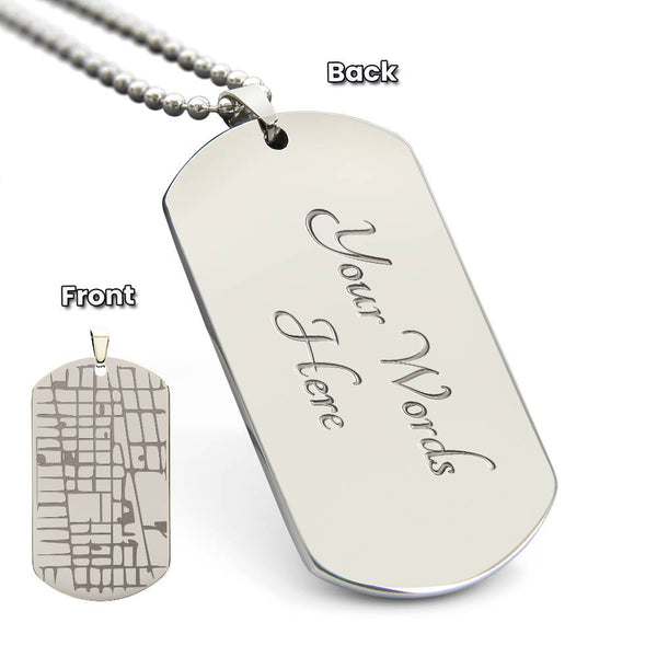 Custom Engraved Map Dog Tag Necklace