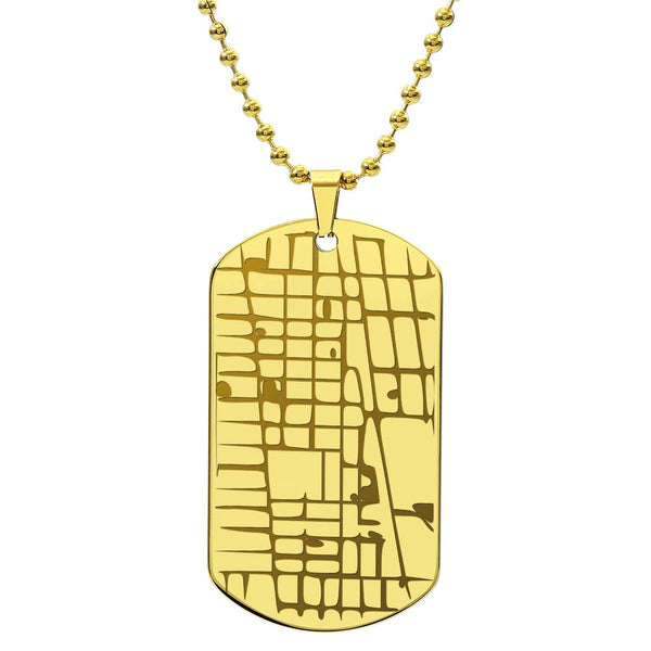 Custom Engraved Map Dog Tag Necklace