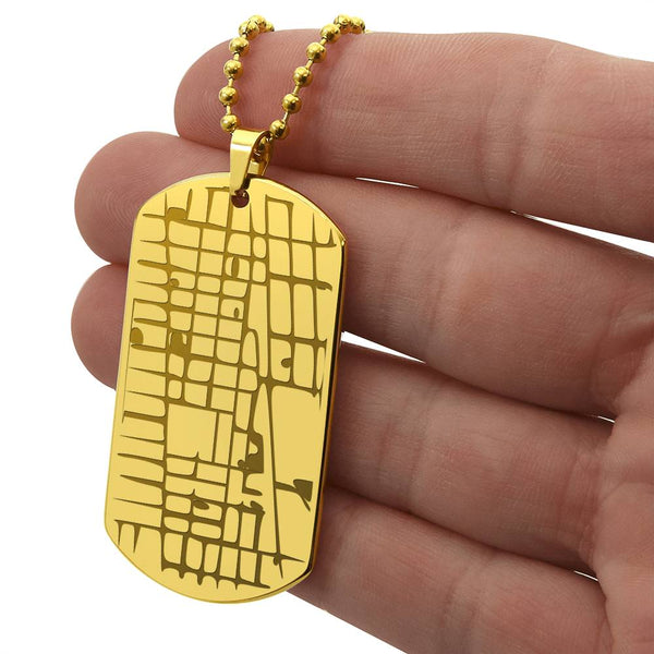 Custom Engraved Map Dog Tag Necklace
