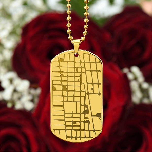 Custom Engraved Map Dog Tag Necklace