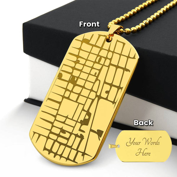Custom Engraved Map Dog Tag Necklace
