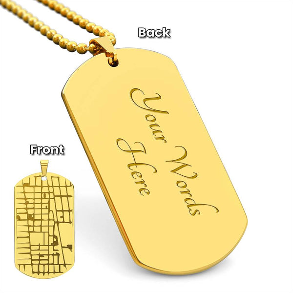 Custom Engraved Map Dog Tag Necklace