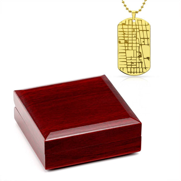 Custom Engraved Map Dog Tag Necklace