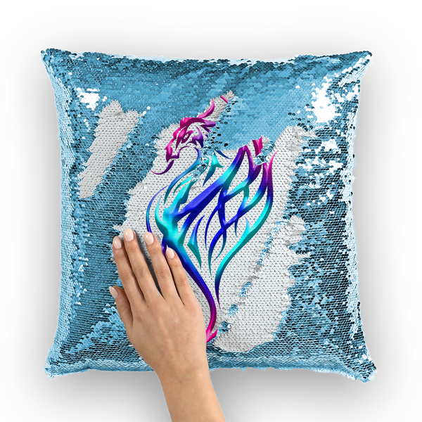 Celtic Neon Dragon Sequin Cushion Cover