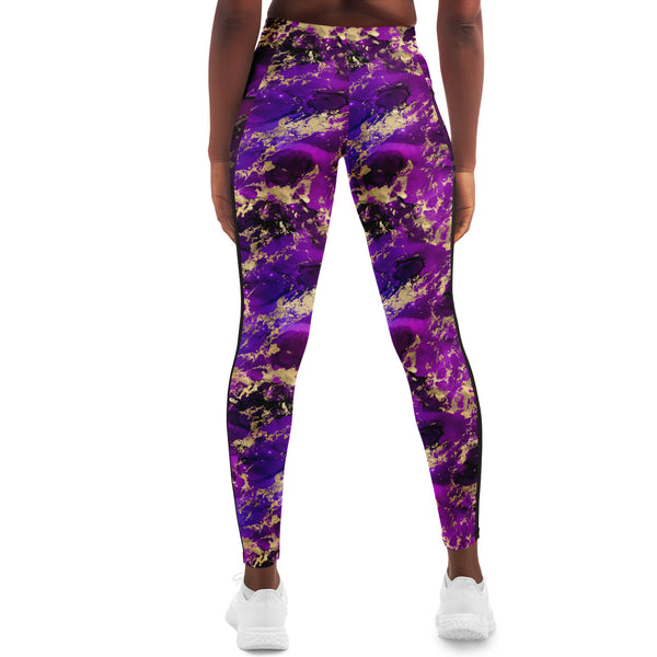 Galaxy Marble - Fuchsia - Pocketed Mesh Yoga Leggings