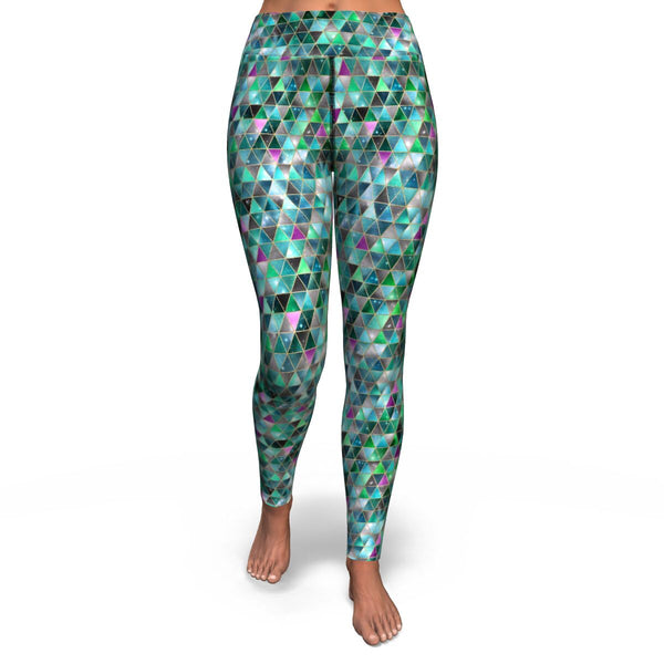 IsoGeoTri - Greens - Yoga Leggings