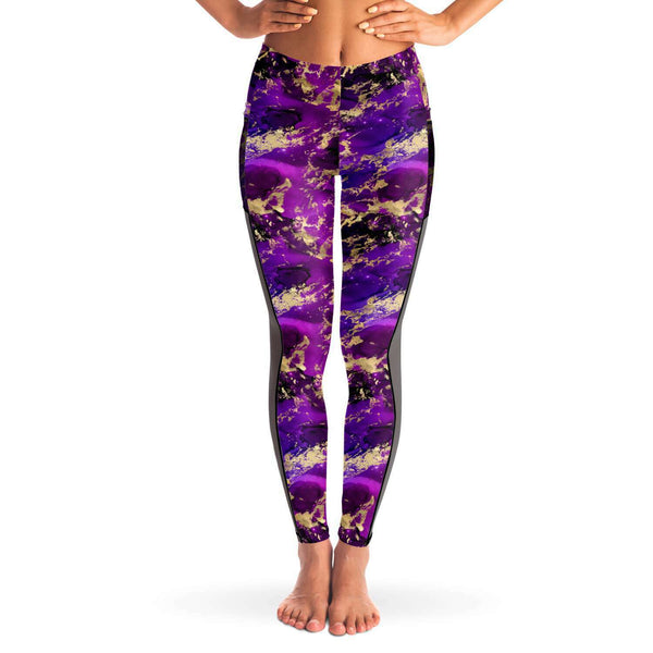 Galaxy Marble - Fuchsia - Pocketed Mesh Yoga Leggings