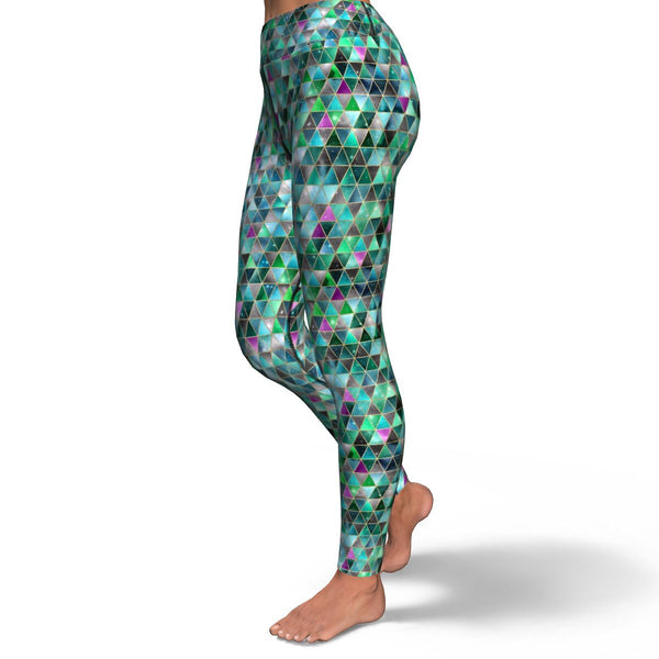 IsoGeoTri - Greens - Yoga Leggings