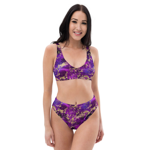 Marble Galaxy - Fuchsia - Eco-Friendly High-Waisted Bikini
