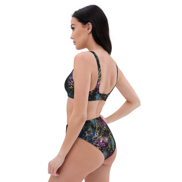 Marble Galaxy - Black / Multicolor - Eco-Friendly High-Waisted Bikini