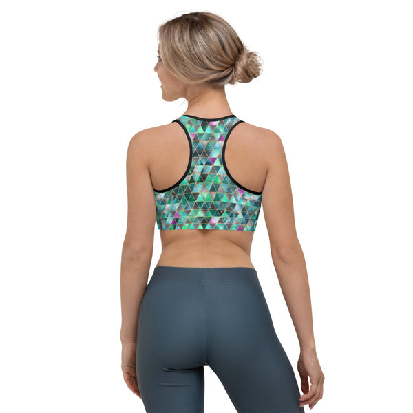 IsoGeoTri - Greens - Sports Bra