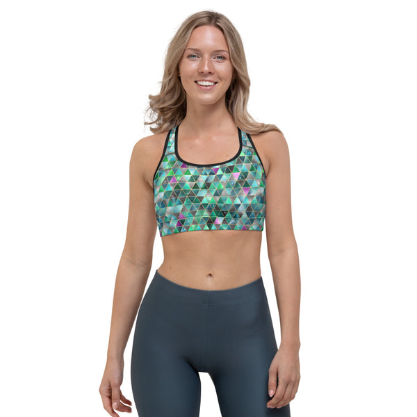 IsoGeoTri - Greens - Sports Bra