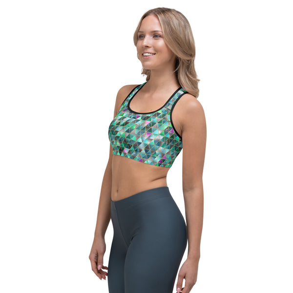 IsoGeoTri - Greens - Sports Bra