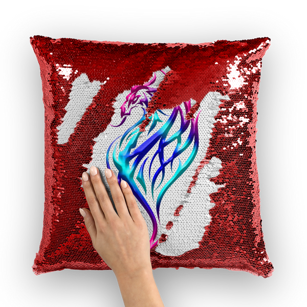 Celtic Neon Dragon Sequin Cushion Cover