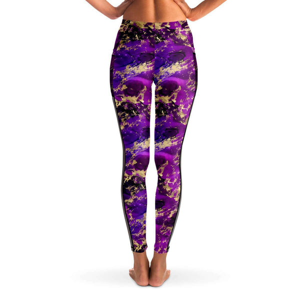 Galaxy Marble - Fuchsia - Pocketed Mesh Yoga Leggings